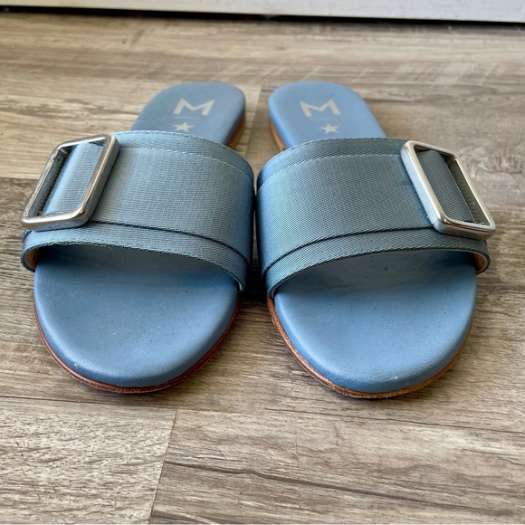 Marella Blue Leather Slippers with Silver Square Buckle Size 40 - Picture 9 of 14